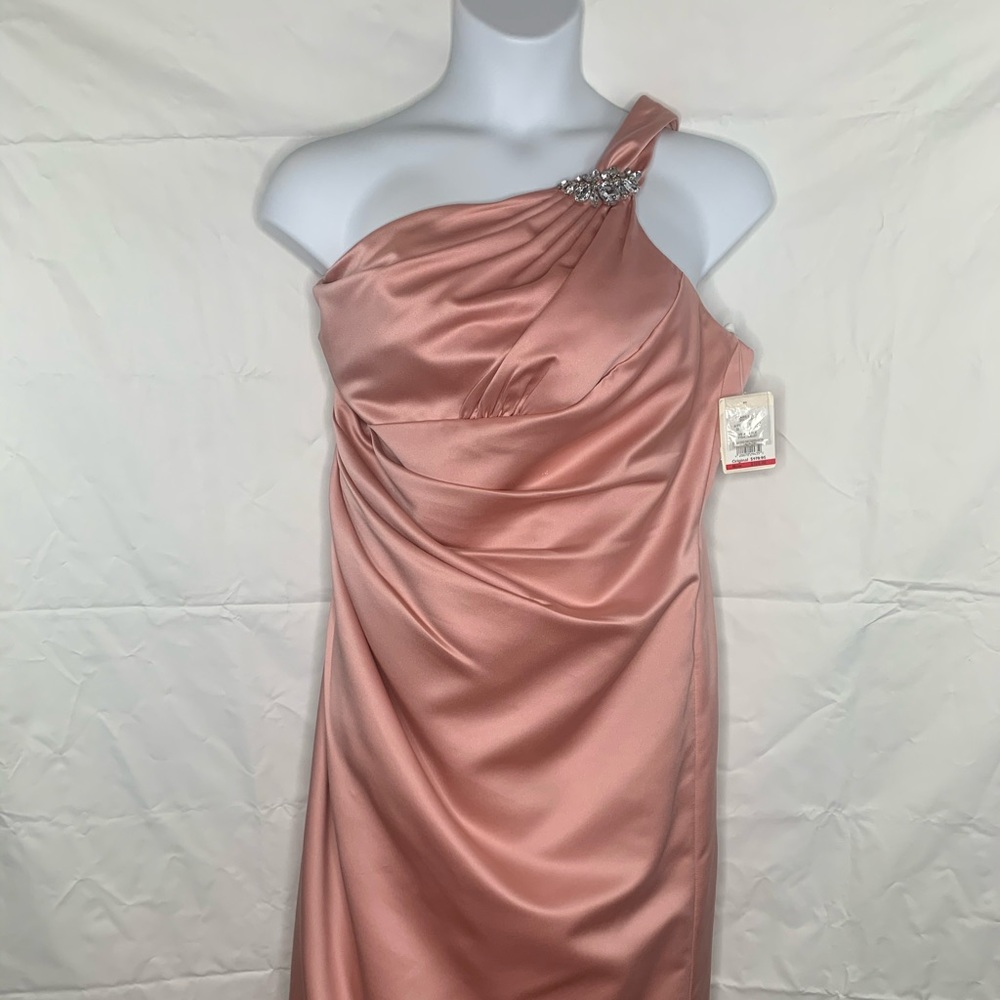 Long One Shoulder Satin Dress.